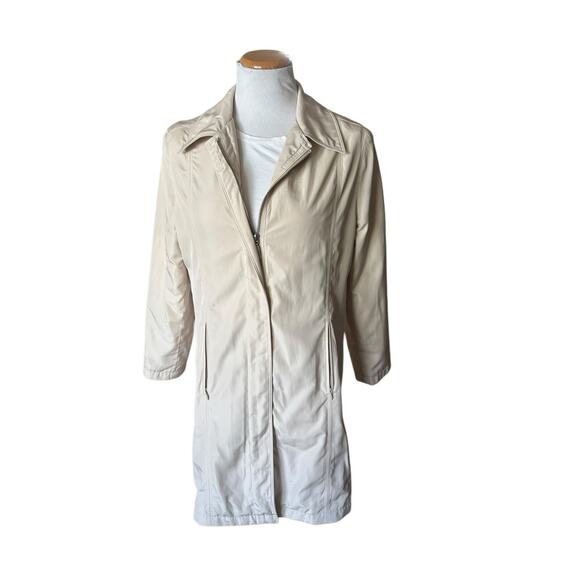 Fendi Designer Rain Lightweight Jacket Beige‎ Women’s Medium Y2K Minimalalist - Picture 1 of 9
